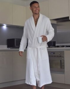 ASOS DESIGN lounge robe in white-Gray