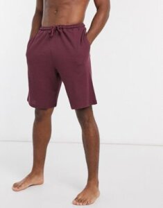 ASOS DESIGN lounge shorts in burgundy waffle-Red