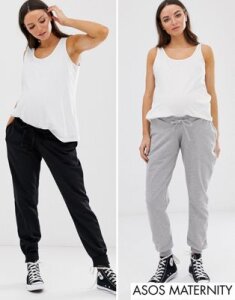 ASOS DESIGN Maternity 2 pack under the bump basic jogger with tie SAVE-Multi