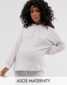 ASOS DESIGN Maternity lounge ribbed soft hoodie-Purple