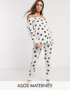 ASOS DESIGN Maternity lounge star print cuffed legging-Multi