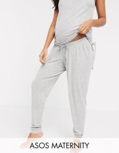 ASOS DESIGN Maternity mix & match lounge super soft jogger with channelling-Gray