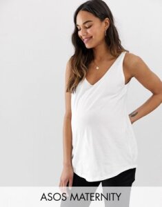 ASOS DESIGN Maternity organic cotton super oversized tank in washed white