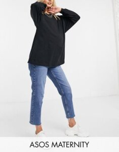 ASOS DESIGN Maternity oversized long sleeve t-shirt with cuff detail in black
