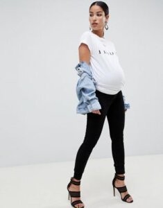 ASOS DESIGN Maternity Rivington high waisted jeggings with over the bump waistband in black cord
