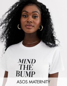ASOS DESIGN Maternity t-shirt with mind the bump motif-White