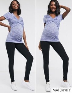 ASOS DESIGN Maternity Tall 2 pack high waisted leggings in black