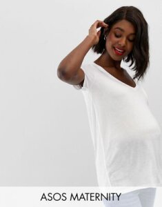 ASOS DESIGN Maternity v-neck t-shirt with short sleeves in white