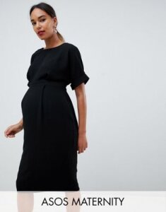 ASOS DESIGN Maternity wiggle midi dress-Black