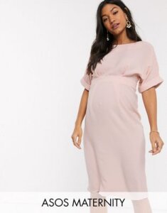 ASOS DESIGN Maternity wiggle midi dress-Pink