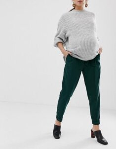 ASOS DESIGN Maternity woven peg pants with obi tie-Green