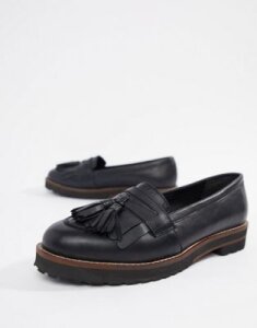 ASOS DESIGN Maxfield leather fringed loafers-Black
