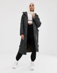 ASOS DESIGN maxi raincoat with animal fleece lining-Black