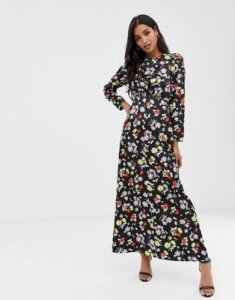 ASOS DESIGN maxi tea dress in bright grunge floral print-Multi