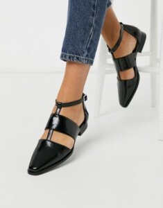 ASOS DESIGN Meanwood pointed flat shoes in black