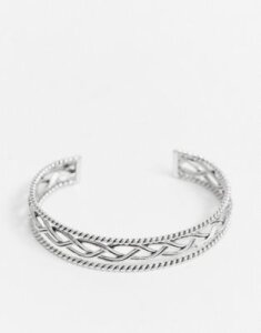ASOS DESIGN midweight 8mm bangle with scorpion design in burnished silver tone