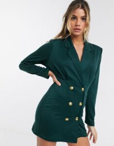 ASOS DESIGN military button jersey blazer-Green