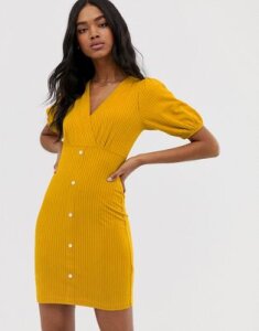 ASOS DESIGN mini rib tea dress-Yellow
