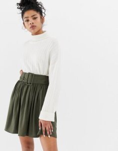 ASOS DESIGN mini skirt with self covered belt-Green