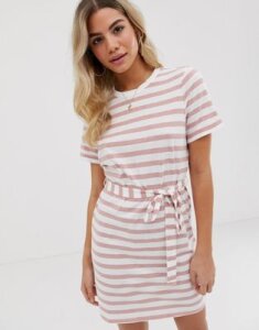 ASOS DESIGN mini t-shirt dress in bold stripe with belt-Multi