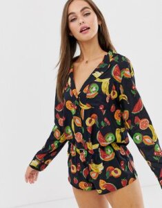 ASOS DESIGN mix & match fruit pyjama shirt-Multi