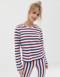 ASOS DESIGN mix & match stripe long sleeve pyjama jersey tshirt-Multi