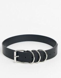 ASOS DESIGN multi silver ring keeper jeans belt in black