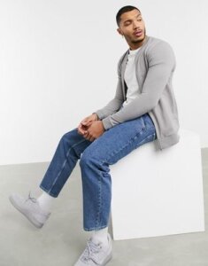ASOS DESIGN muscle jersey bomber jacket in gray