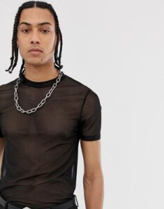 ASOS DESIGN muscle t-shirt in black fine mesh