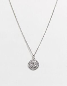 ASOS DESIGN necklace with coin pendant in silver tone