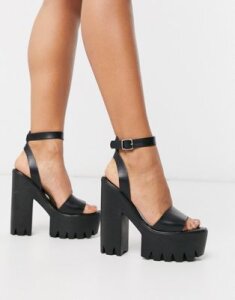 ASOS DESIGN Nemesis chunky platform heeled sandals in black