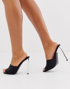 ASOS DESIGN Network mule heeled sandals in black