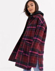 ASOS DESIGN oversized check jacket with quilted liner-Multi