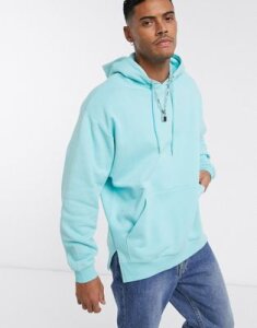 ASOS DESIGN oversized hoodie in blue with split hem