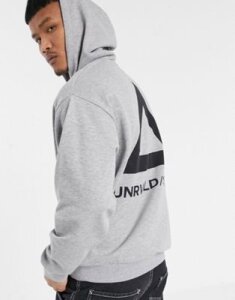 ASOS DESIGN oversized hoodie in gray with back triangle print