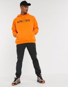 ASOS DESIGN oversized hoodie in orange with text print