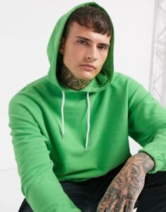 ASOS DESIGN oversized hoodie in reverse acid washed lime-Green