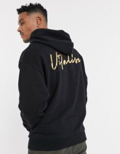 ASOS DESIGN oversized hoodie with gold foil back print-Black