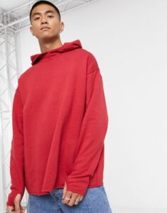 ASOS DESIGN oversized hoodie with square pockets in bright red