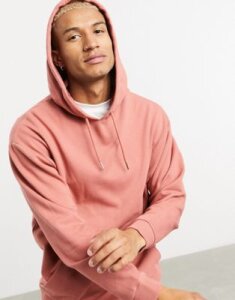 ASOS DESIGN oversized longline hoodie in pink