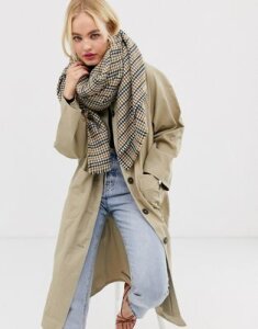 ASOS DESIGN oversized square tweed scarf-Brown