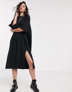 ASOS DESIGN oversized t-shirt midi dress in black