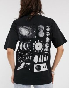ASOS DESIGN oversized t-shirt with cosmic collage mono print-Black