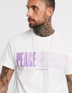 ASOS DESIGN oversized t shirt with wellness slogan text print in white