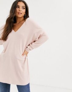 ASOS DESIGN oversized v neck batwing sleeve top in dusty pink