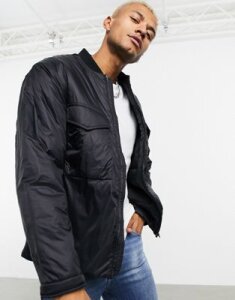 ASOS DESIGN padded jacket with pocket details in black