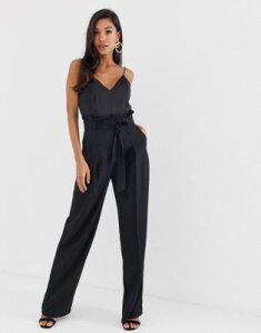 ASOS DESIGN paperbag waist cami jumpsuit-Black