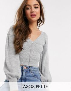 ASOS DESIGN Petite cropped sweater with corsetry detail-Pink