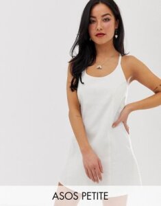 ASOS DESIGN Petite denim sundress with tie back in white