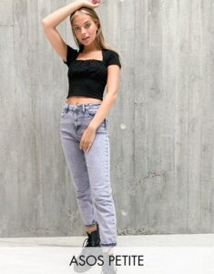 Asos Petite - Asos design petite farleigh high waist slim mom jeans in lilac acid-purple